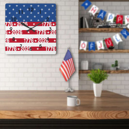 America 250 Stars & Stripes 1776 2026 Numbers Fyrkantig Klocka