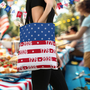 America 250 Stjärnor och ränder 1776 2026 Textning Tygkasse