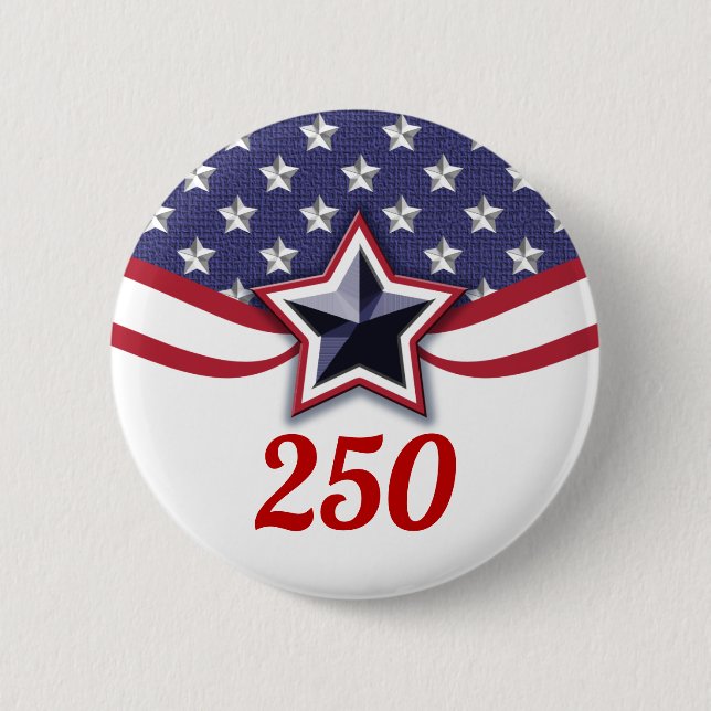 America 250 stjärnor ränder design knapp (Framsida)