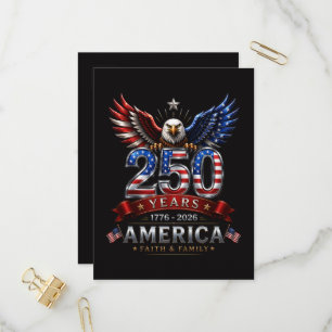America 250 Tro Familj Patriotisk Örn Inbjudan Vykort