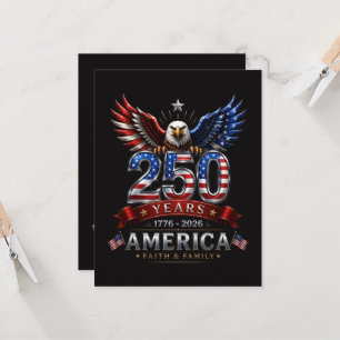 America 250 Tro Familj Patriotisk Örn Inbjudningar