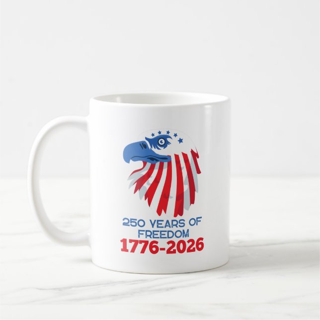  America 250 Years 1776 2026 250th Anniversary Kaffemugg (Vänster)