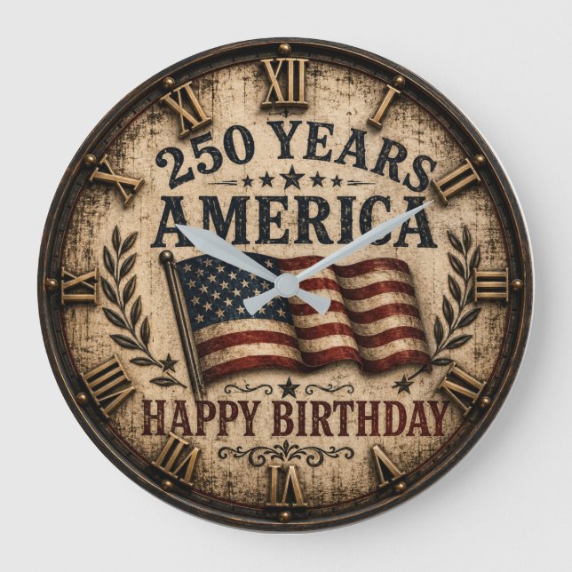 America 250 Years Happy Birthday  Stor Klocka (Framsida)