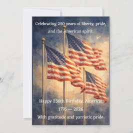 America 250th Birthday Fireworks Patriotic Card Julkort