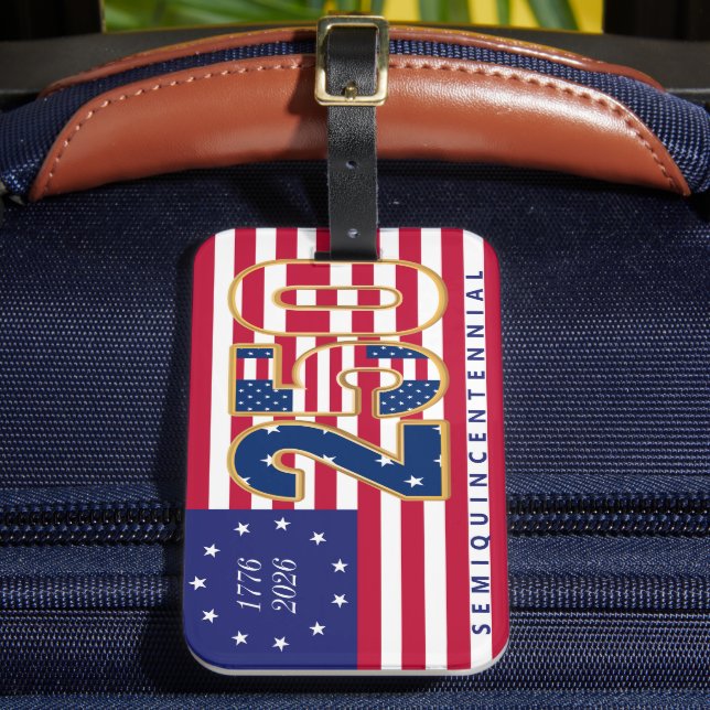 America 250th Semiquincentennial 1776 2026 Us Flag Bagagebricka (Framsida Insitu 2)