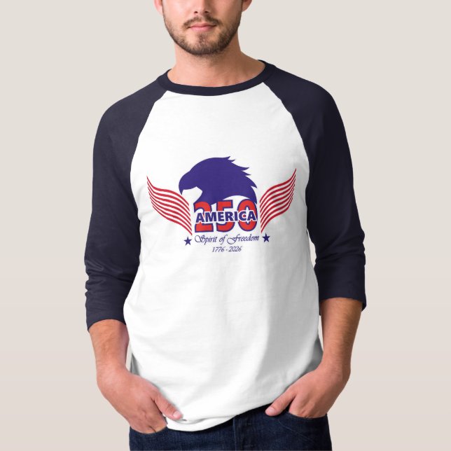 America 250th-Spirit of Freedom-Editable Back Text T Shirt (Framsida)