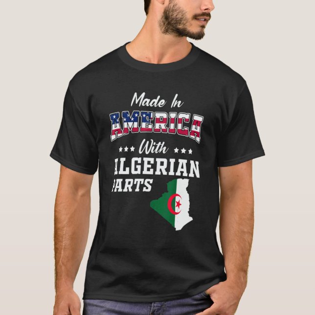 America Algerian Parts Algeria Map USA Flag Ancest T Shirt (Framsida)