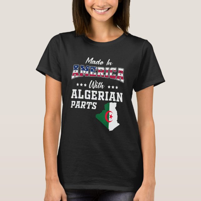 America Algerian Parts Algeria Map USA Flag Ancest T Shirt (Framsida)