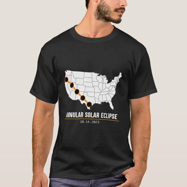 America Annular Solar Eclipse Karta Usa 2023 State T Shirt (Framsida)