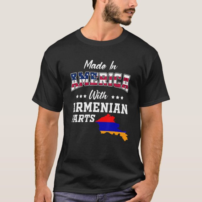 America Armenian Parts Armenia Map USA Flag Ancest T Shirt (Framsida)