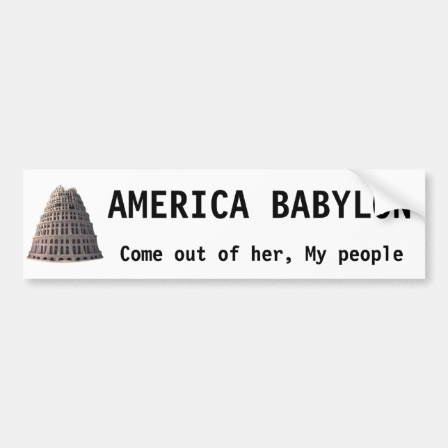 America Babylon Bumper Sticker Bildekal (Framsidan)