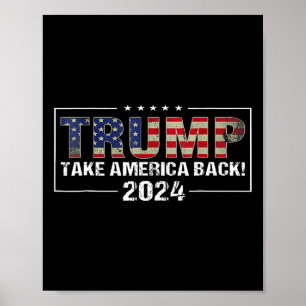 America Back American Flagga Trump 2024 Manar Wome Poster