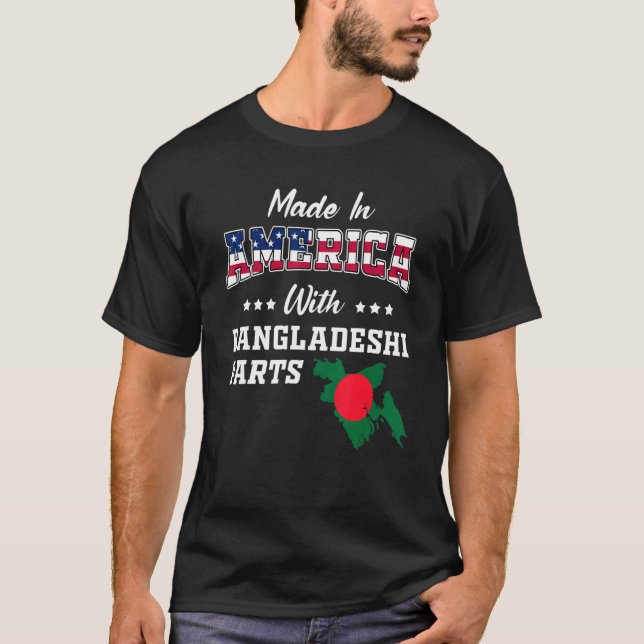 America Bangladeshi Parts Bangladesh Map USA Flag T Shirt (Framsida)
