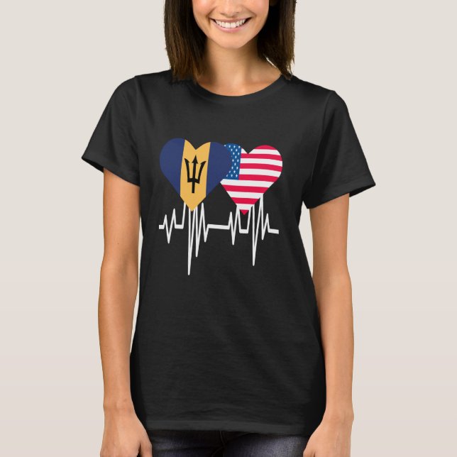 America Barbados Par Heart T Shirt (Framsida)