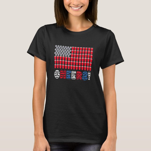 America Beer 4th Of July Usa Flag  Cheers T Shirt (Framsida)