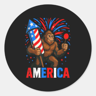 America Bigfoot Usa Firework Patriotic Sasquatch 4 Runt Klistermärke
