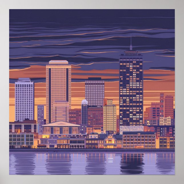 America Boston City Skyline, Boston Morsa Us Skyli Poster (Framsidan)