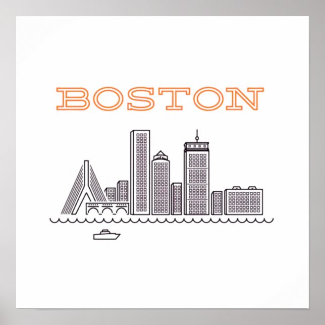 America Boston City Skyline, Boston Morsa Us Skyli Poster (Framsidan)