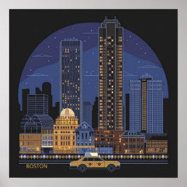 America Boston City Skyline, Boston Morsa Us Skyli Poster