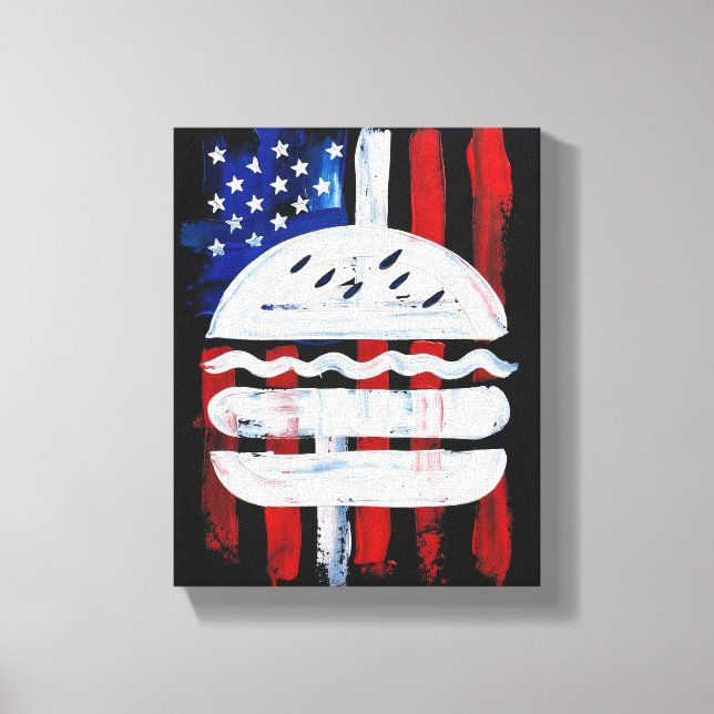 America Burger (Svart målning nr 1) Canvastryck (Framsida)