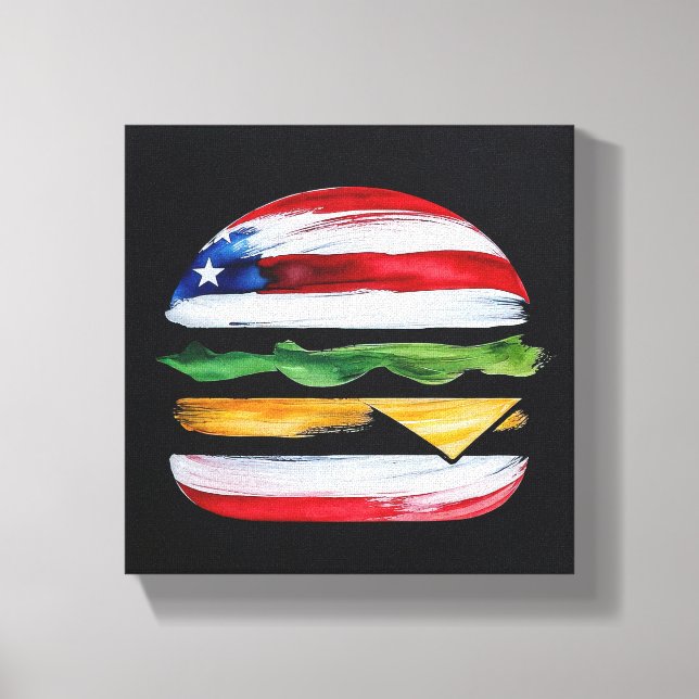 America Burger (Svart målning nr 2) Canvastryck (Framsida)