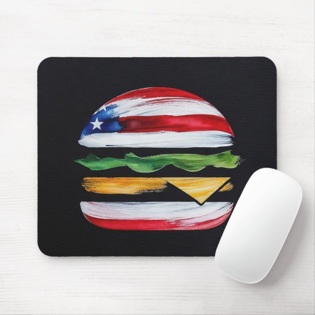 America Burger (Svart målning nr 2) Musmatta (Med mus)