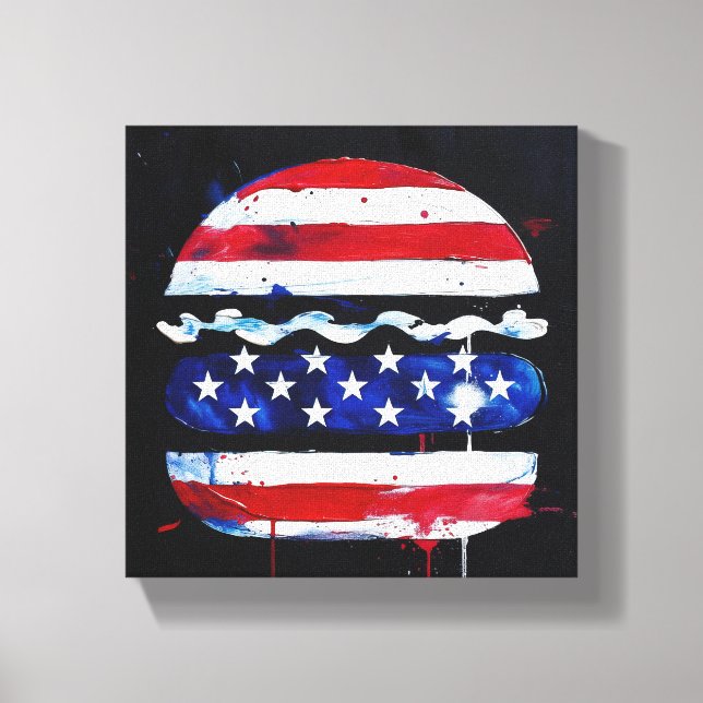 America Burger (Svart målning nr 3) Canvastryck (Framsida)