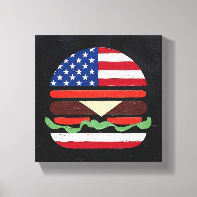 America Burger (Svart målning nr 4) Canvastryck (Framsida)