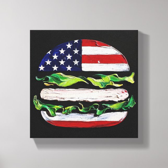 America Burger (Svart Målning Nr 5) Canvastryck (Framsida)
