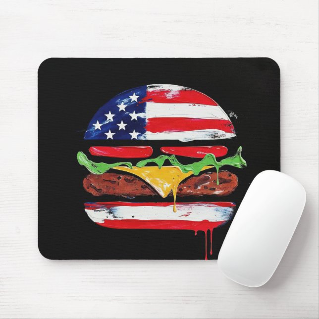 America Burger (Svart målning nr 6) Musmatta (Med mus)