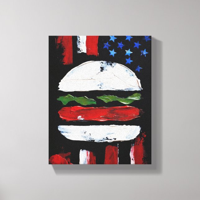 America Burger (Svart Målning Nr 7) Canvastryck (Framsida)