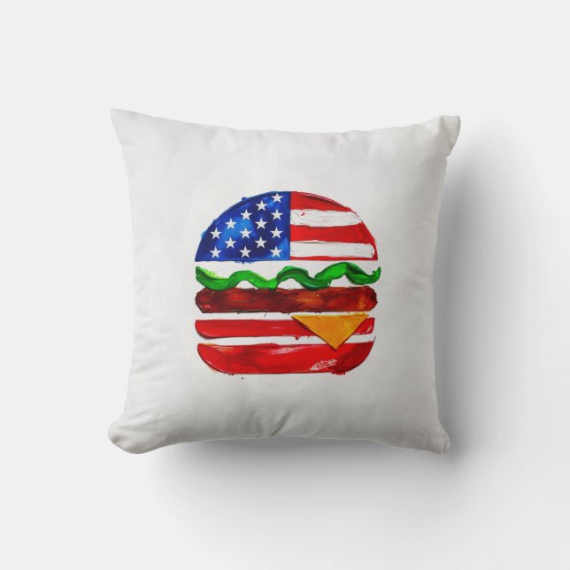 America Burger (Vit målning nr 1) Kudde (Framsida)