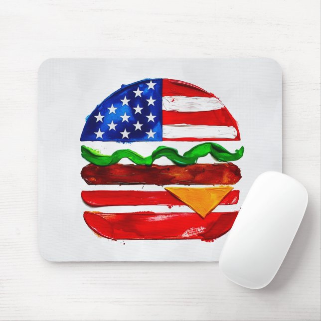 America Burger (Vit målning nr 1) Musmatta (Med mus)