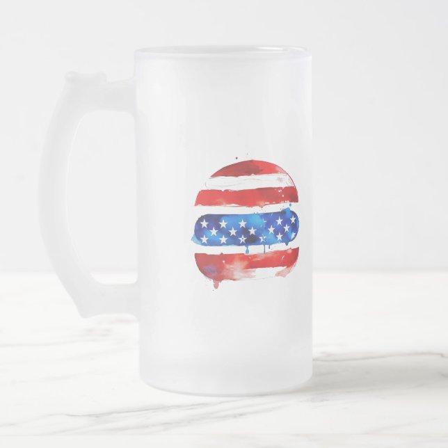 America Burger (Vit målning nr 2) Frostat Ölglas (Vänster)