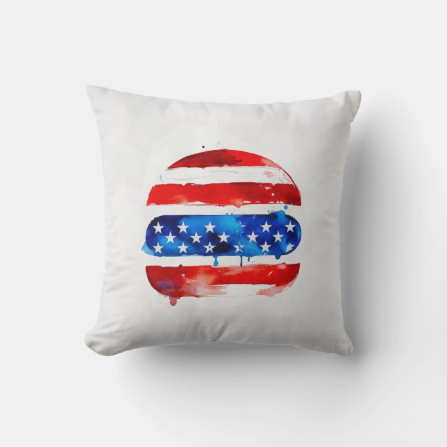 America Burger (Vit målning nr 2) Kudde (Framsida)