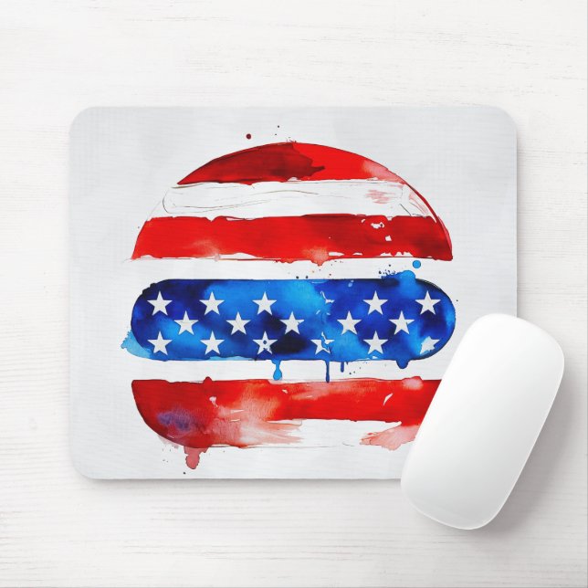 America Burger (Vit målning nr 2) Musmatta (Med mus)