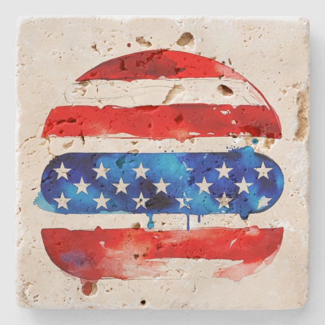America Burger (Vit målning nr 2) Stenunderlägg (Framsidan)