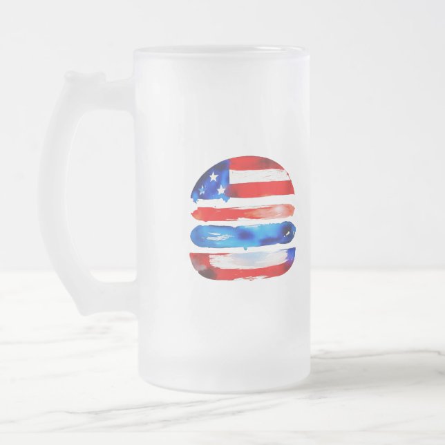 America Burger (Vit målning nr 3) Frostat Ölglas (Vänster)