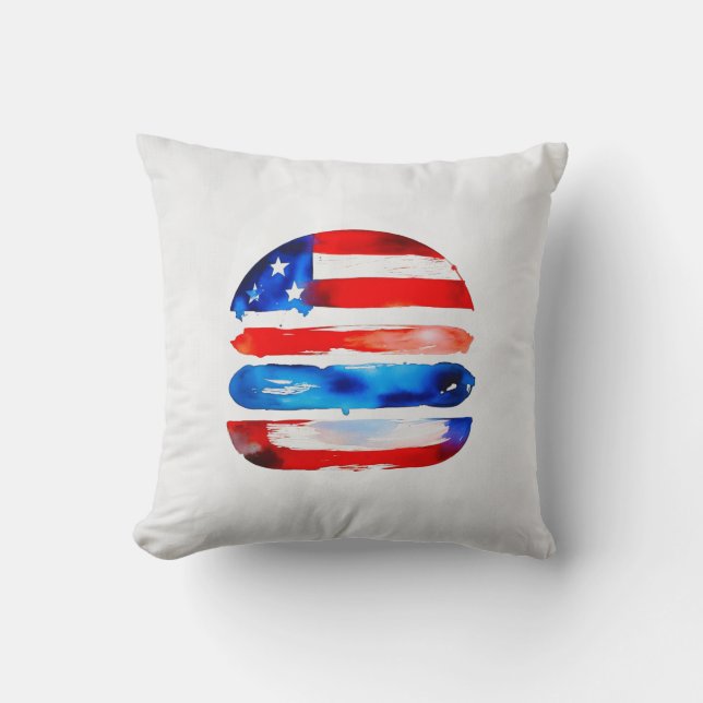 America Burger (Vit målning nr 3) Kudde (Framsida)