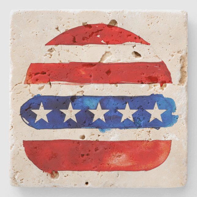America Burger (Vit målning nr 4) Stenunderlägg (Framsidan)