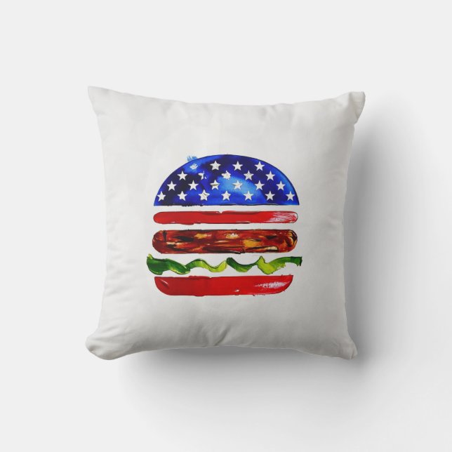 America Burger (Vit målning nr 5) Kudde (Framsida)