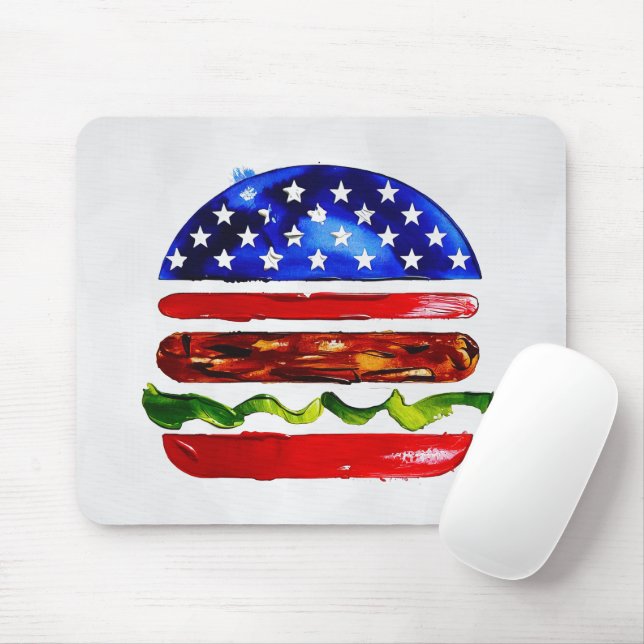 America Burger (Vit målning nr 5) Musmatta (Med mus)