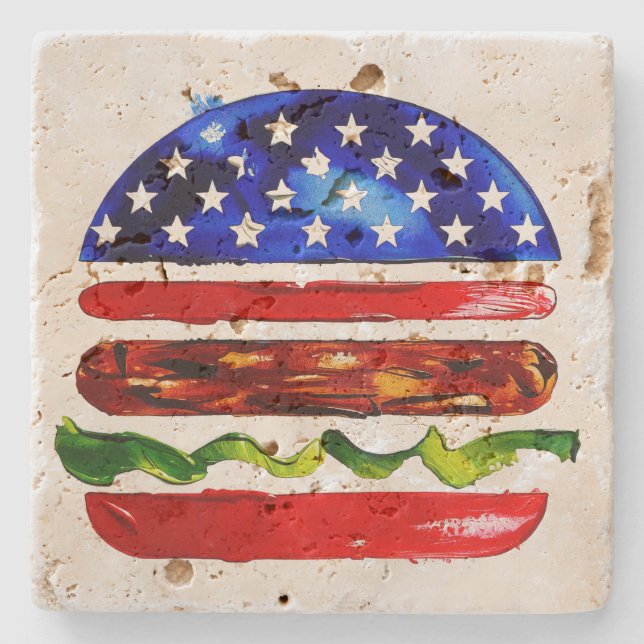 America Burger (Vit målning nr 5) Stenunderlägg (Framsidan)