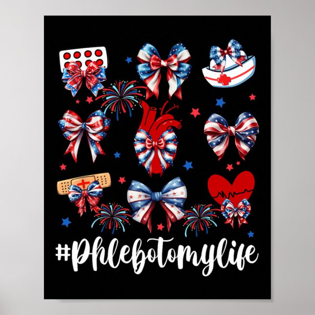 America Coquette Bow Fireworks Phlebotomy Lycklig  Poster (Framsidan)