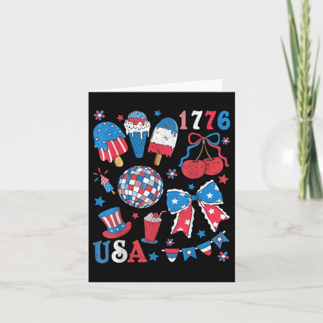 America Coquette Bow Usa Patriotic 4:e juli Kid Kort (Framsida)