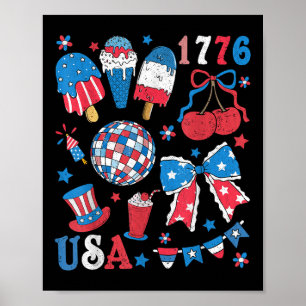 America Coquette Bow Usa Patriotic 4:e juli Kid Poster