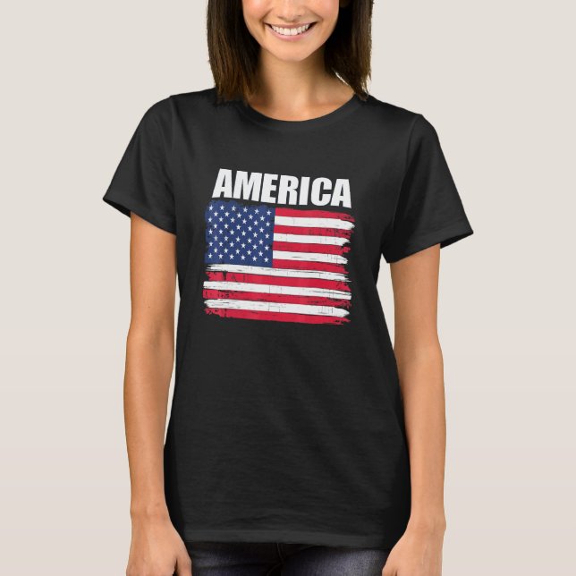 America Distress Flagga T Shirt (Framsida)