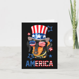 America Dog Doxie 4:e Juli Tee Kort