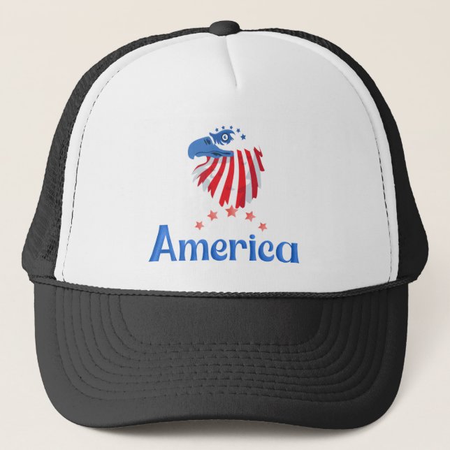 America Eagle Trucker Hatt | Patriotisk mössa | Keps (Framsida)