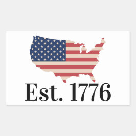 America Est. 1776 Patriotisk Flagga Rektangulärt Klistermärke
